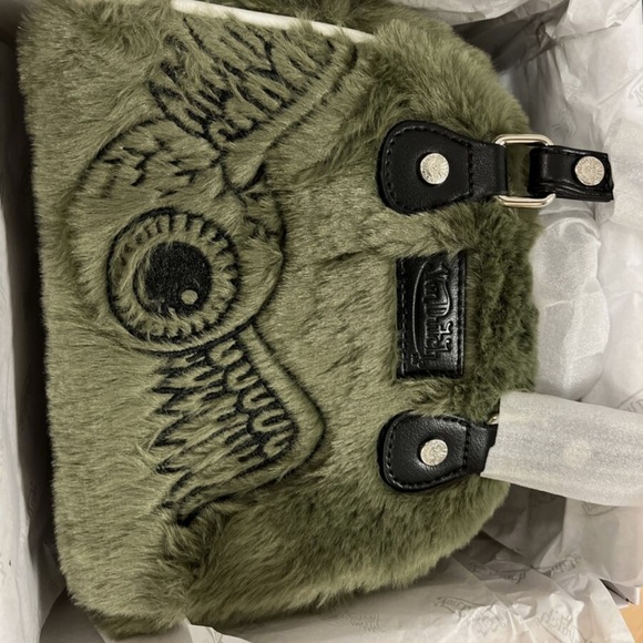 NWT Von Dutch Sage Green mini Furry Bowling Bag - Picture 6 of 10